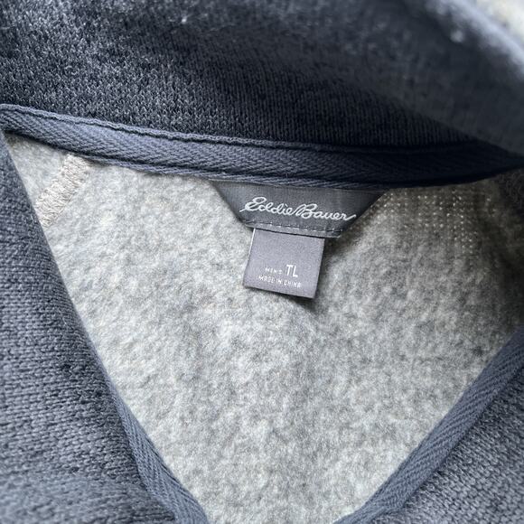 Eddie Bauer Lot of 2 Gray Blue Fleece Vest Zip Up Size TL Three Zip Pockets Logo - Picture 2 of 16